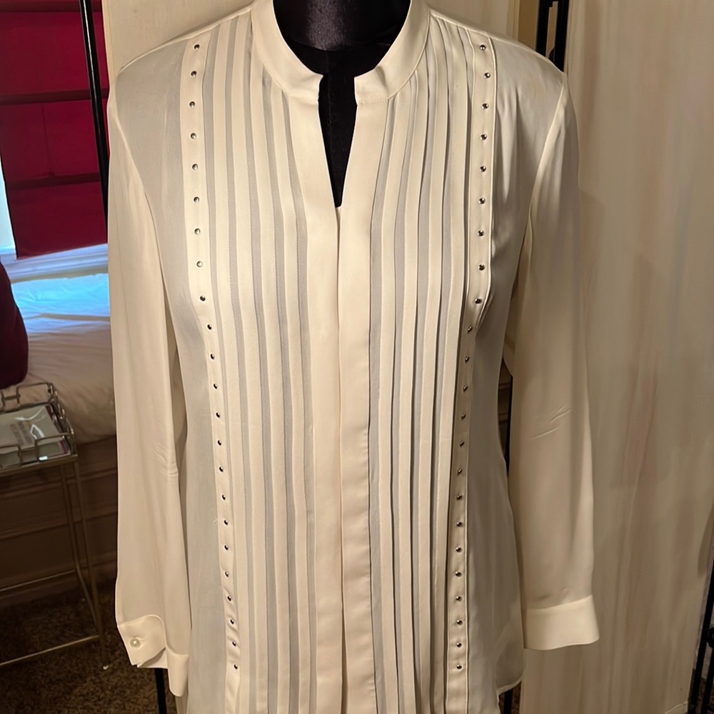 Size 12 soft white silk blouse